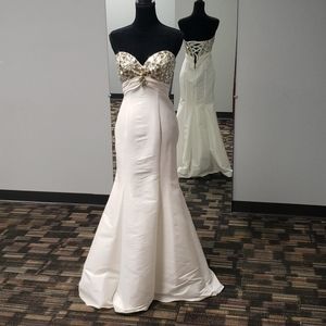Night Moves prom, strapless,white, mermaid, size 8